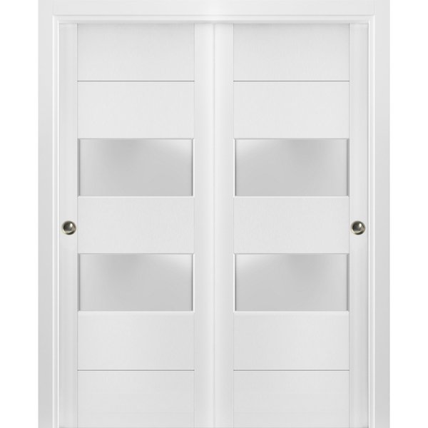 Sartodoors Closet Bypass Interior Door, 36" x 80", White LUCIA4010DBD-BEM-36